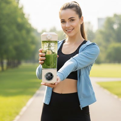 Blender smoothie dame en bleu
