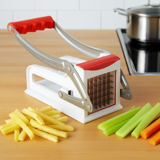 Coupe frite blanc et rouge ergonomique