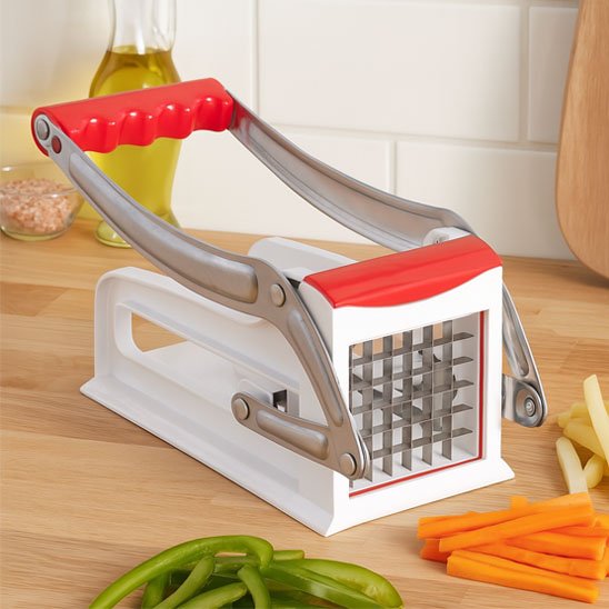 Coupe frite ergonomique rouge et blanc