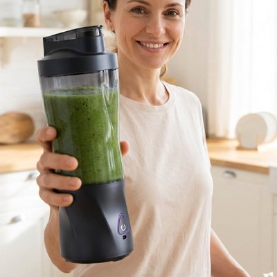 Mini mixeur avec un smoothie vert